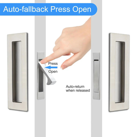 Sliding Pocket Door Handles 304 Stainless Steel Non Locking Pocket Door Hardware Recessed Flush Finger Pulls