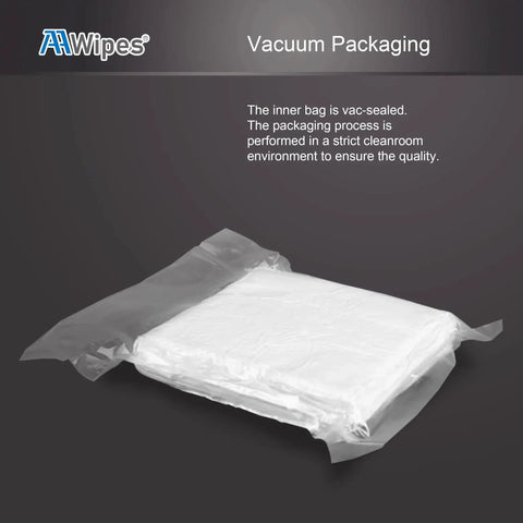 Vacuum-sealed pack of 4x4 Cleanroom Polyester Wipers 400 Pack Lint Free Cloths Laser Sealed Edges