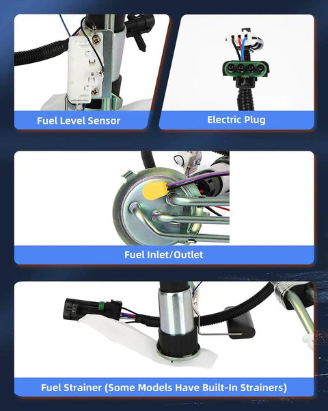 Fuel Pump Replacement For Buick LeSabre 1997 1999 3.8L V6 Gas Engine With Harness HEN HER Fits Oldsmobile 88 LSS Regency And Pontiac Bonneville 3.8L Drop In Ready with detailed parts view