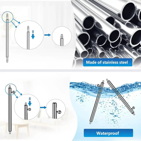Must Have All In One Watch Band Repair Kit With Spring Bar Tool And Link Removal Tool 56 Stainless Steel Spring Bars For 16 26mm Bands Includes Handy User Manual Durable Waterproof Build For Replacing Straps And Adjusting Links showing stainless steel waterproof spring bars