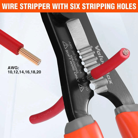 All In One Wire Stripper Tool For Clamping Stripping Cutting And Crimping Valuemax 4 In 1 Pliers For 10 To 20 AWG Electricians