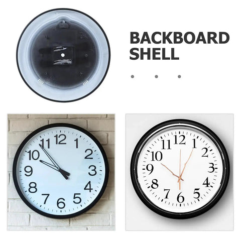 Quartz Wall Back Cover For 12 Inch Round Clock Replacement Rear Panel Shell And Backplate, shown in three views
