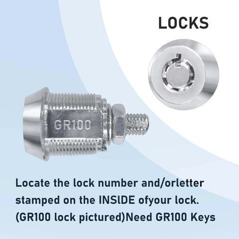 Close-up of GR100 lock for Speed Queen laundry machines, requiring Set Of Five Replacement Keys For Speed Queen Coin Laundry Machines GR777 GR800 GR888 GR100 GR999 For Commercial Washers And Dryers Great For Coin Operated Units And Maintenance.