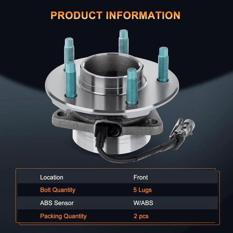 Beefed-Up Front Wheel Bearing And Hub Assembly Replacement For 2002-2007 Saturn Vue 5 Lug And ABS, front view with ABS sensor