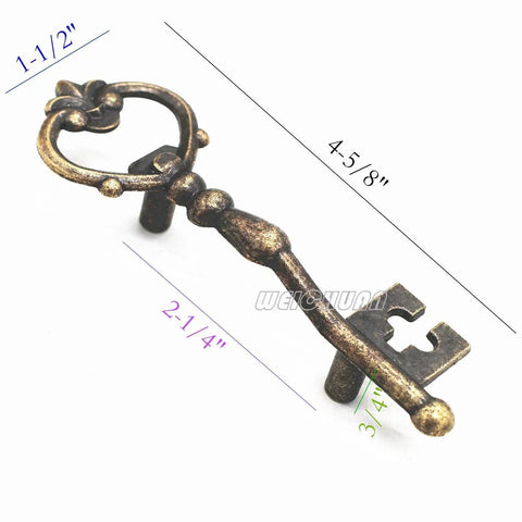 Antique Zinc Alloy Bronze Key Shape Cabinet Knobs Pulls Set for Kitchen Cabinets Dresser Wardrobe Cupboard Furniture Doors