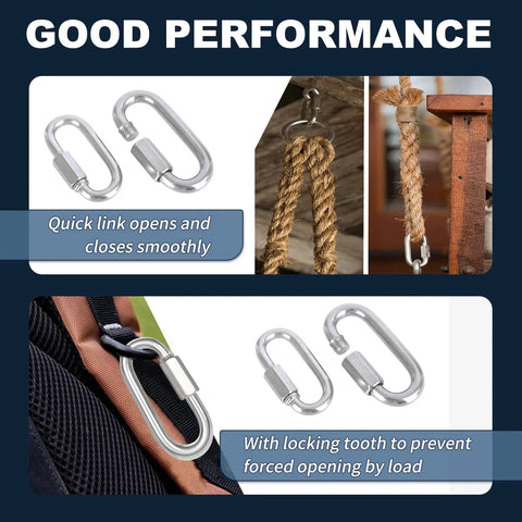 30 Pieces Three Point Five Inch M10 Quick Links Galvanized Steel Heavy Duty Chain Links With Three Eighths Inch Locking Carabiners for secure connections