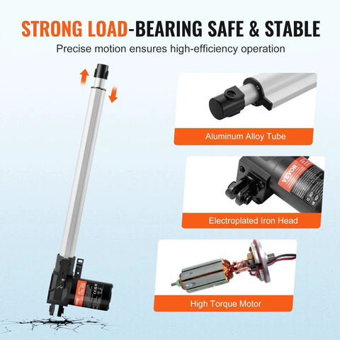 Heavy Duty 12V 16 Inch Linear Actuator With 1320lbs Load, 0.19 In Per Second Speed, IP44 Protection, VEVOR