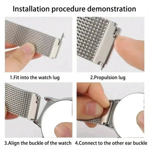 Installation of 20mm Quick Release Watch Pins Set, Stainless Steel Replacement Band Pins, 6Pcs, 1.5mm Diameter on watch