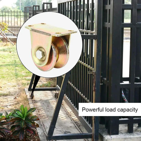 Heavy Duty 45 Steel V Groove Wheel for Sliding Doors and Machinery Tracks installed on metal gate