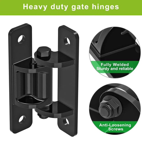 Heavy Duty Gate Hinges 2 Pack In Premium Steel With Spacer Bearings And Black Electro-Coated Finish Removable Bolts For Swing Doors Driveways And Farm Gates Corrosion Resistant For Fences And Gate Assemblies close-up view