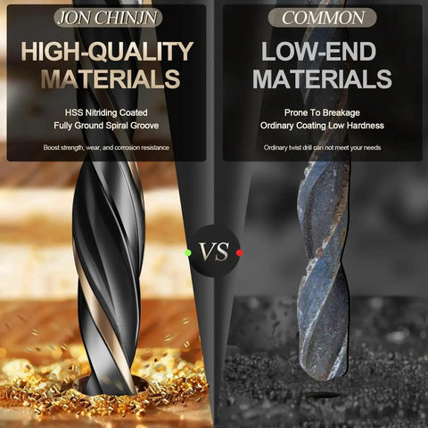 Comparison of 13pcs Hex Shank Drill Bit Set, Professional HSS Nitriding Twist Drill Bits with ordinary drill materials