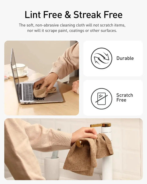 Tear-Away Microfiber Cleaning Cloth Roll 12-Inch Reusable 75 Pack used on laptop and faucet for lint-free cleaning