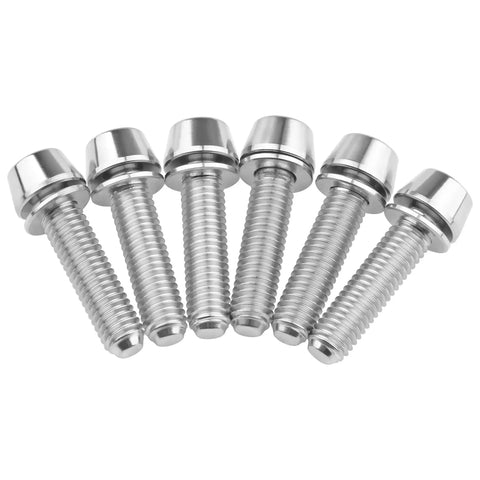 Titanium M5x20mm With Washer Allen Hex Tapered Bolts For Bicycle Stem Pack Of 6 Wanyifa Grade 5 shown in a row