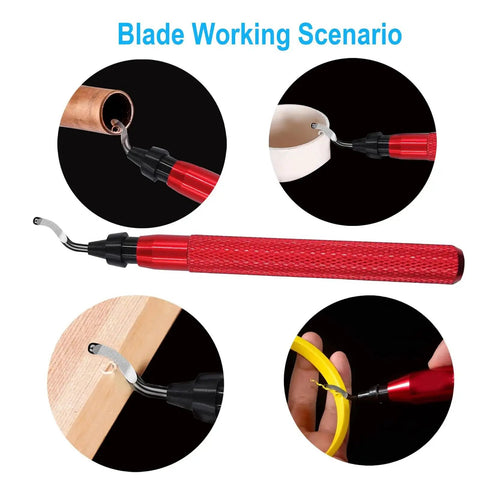 Premium Deburring Tool with 15 High Speed Steel Swivel Blades for Metal Resin PVC Pipes Plastic Aluminum Copper Wood