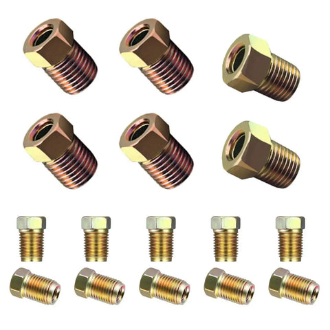 Brass brake line fittings kit with hex-head adapters, assorted sizes
