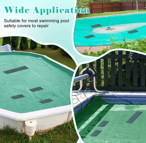 Heavy Duty Pool Cover Patch Kit 8 By 40 Inches Self Adhesive Waterproof Repair Patch for ground pool covers in use