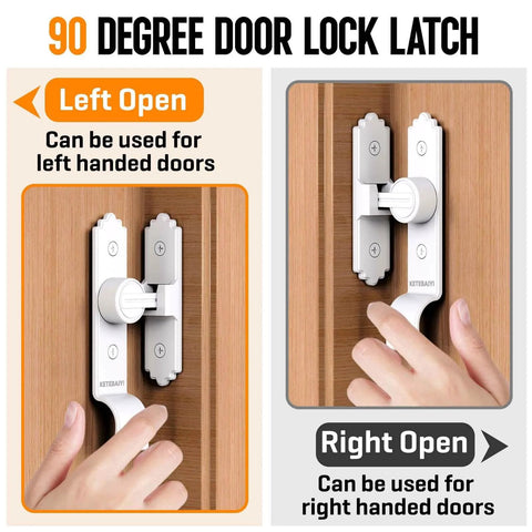 Left and right opening options of Built Tough Heavy Duty 90 And 180 Degree Barn Door Latch With Handle for sliding doors.