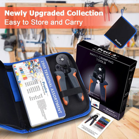 Pro Grade Ferrule Crimping Tool Kit With 1900 Wire Connectors, includes ratchet crimper and connectors in a case