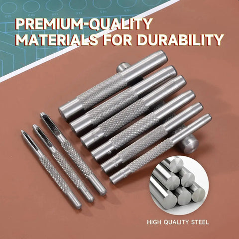 Heavy Duty Leather Hole Punch Set With 1mm To 10mm Holes Twenty Five Sixty Fourths Inch Hollow Round Punches Carbon Steel Build