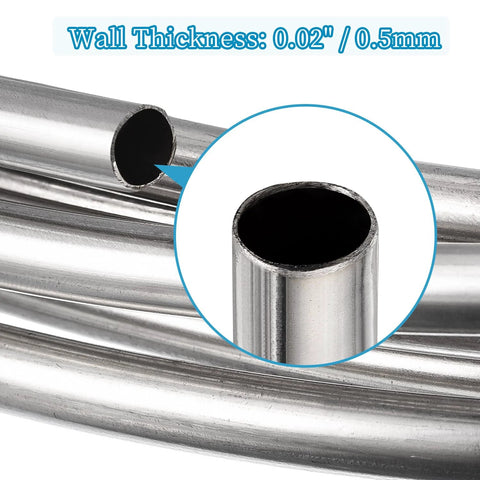 Stainless steel tubing coil, 3/16 in × 25 ft, 304 welded tubing, silver finish