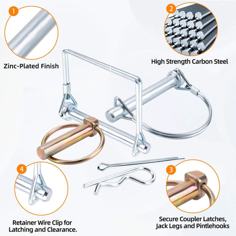 360 Piece Heavy Duty Pin Kit For Trailers Tractors Trucks Mowers And Farm Equipment with hitch, hair, lynch pins shown