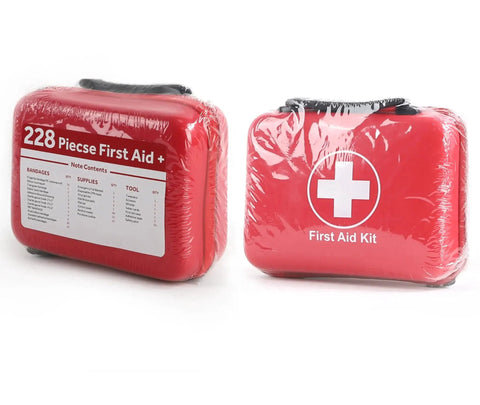 Compact First Aid Kit With 228 Pieces For Family Emergency Care In Waterproof EVA Case Red For Car Home Boat School Camping Hiking Office And Sports In Any Weather