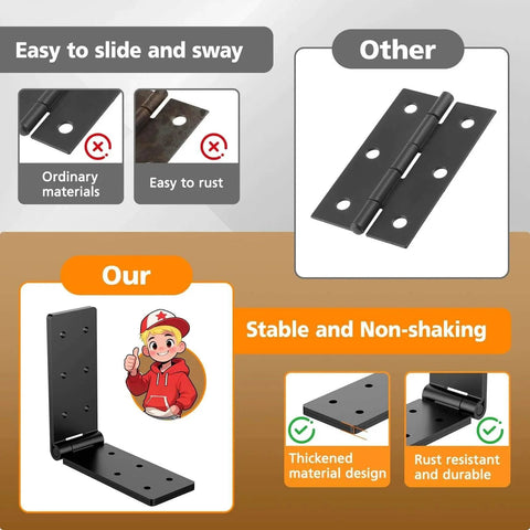 Comparison of heavy duty gate hinges black with screws adjustable hardware hinges kit showing durability and weather resistance