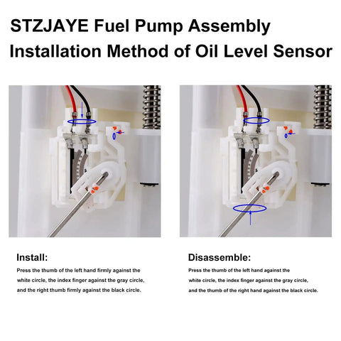 Electric Fuel Pump Module Assembly With Sending Unit For Toyota Camry 2007-2011 installation guide showing oil level sensor install and disassemble steps.