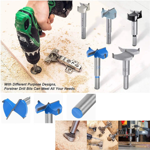 Beefy 90mm Tungsten Carbide Forstner Drill Bit for Wood and Plastic with hex shank variety display and usage example