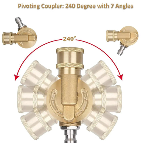 Radiator Cleaning Wand Accessory With Quick Connect Pivoting Coupler 240 Degree Swivel For Pressure Washer Nozzle Tips 7 Angles Image
