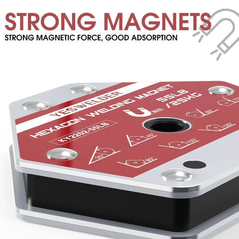 Hexagon Welding Magnets For Precise Fixturing And Tacking YesWelder 25Lb 55Lb 110Lb Strength, strong holding power, top view.