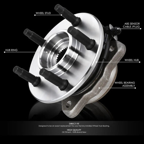 Front Wheel Bearing Hub Assembly With ABS Sensor For Ford Ranger 2009 2010 2011 And Mazda B4000 2003 2010 4x4 4WD Steel Construction Replacement Part Interchange 295129 515129 WE61913 showing components and design features.