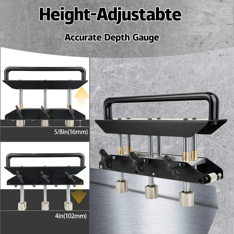 Three Station Edge Roller Bender With 0-90 Degree Adjustable Bends, shown with depth gauge for 5/8 to 4 in bends in 29-22 gauge steel.
