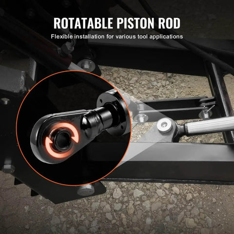 Close-up of Cat 1-1 Hydraulic Top Link for Tractors showing rotatable piston rod and hydraulic hoses for flexible tool use.