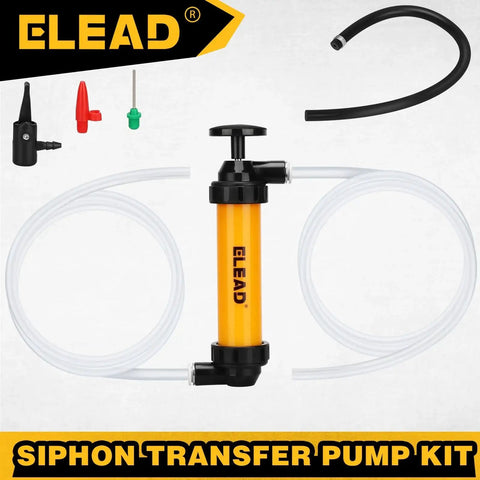 Gas Siphon Pump Multi Use Fuel Transfer Tool With Inflator Hose Needle Valve with three adapters and hoses