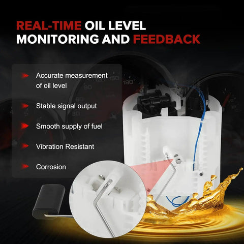 Electric Fuel Pump Module Assembly Direct Fit Drop In Replacement For Dodge Grand Caravan 2011 To 2020 3.6L V6 And Chrysler Town And Country 2011 To 2016 Ram CV 2012 To 2015 Volkswagen Routan 2011 To 2014 showing real-time oil level monitoring
