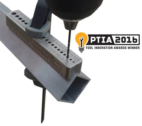 Compact V Drill Guide With Twenty One Drill Sizes For Straight, Accurate Hand Drilling On Flat Surfaces, Corners And Round Parts