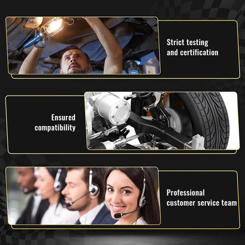 Technician testing Pair Front Lower Control Arm And Ball Joint Assembly For Nissan Versa; customer support shown