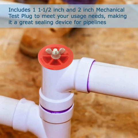 Mechanical End Of Pipe Gripper Plug Set For 2 Inch And One And One Half Inch Piping installed in white piping