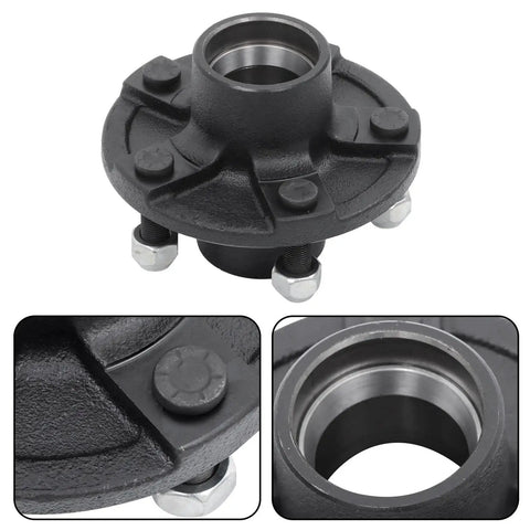5 On 4.5 Inch Trailer Hub Kit With Square BT16 Spindle And Complete Bearing Set Including L44649 L44610 Bearings