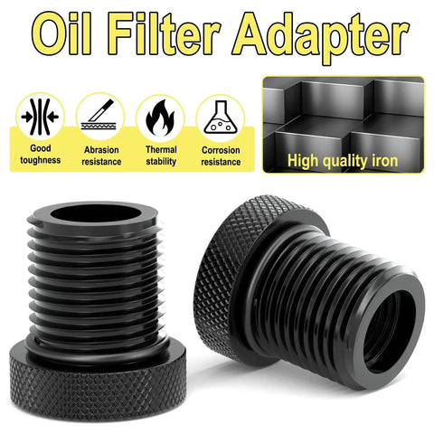 Thread Adapters With Rubber Washers For Automotive One Half To Three Quarter Inch, iron oil filter adapters displayed.