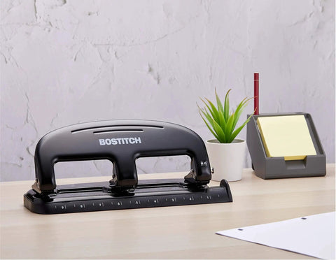 Ez Squeeze 20 Sheet 3 Hole Punch For Standard Office Paper With Metal Construction Locking Handle Rubber Base And Precise Paper Guide This Heavy Duty Office Workhorse Bostitch