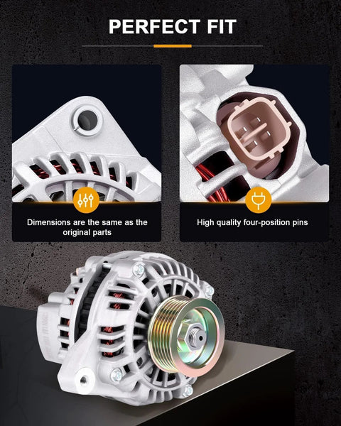 Replacement Alternator That Fits Acura EL 2001-2005 And Honda Civic 2001-2005 Replaces 13893 with OE Standard Bearings close-up view
