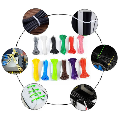 Massive 1200 Pack Multicolor Zip Ties 4 Inch Self Locking Nylon Cable Ties Set In 12 Colors For Home Office Garden Garage Workshop