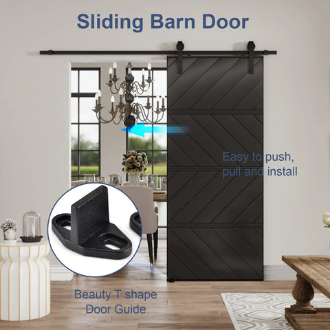 Sliding Barn Door 36 By 84 Inches With Pre Drilled Slab, Hardware Kit And Handle, MDF And PVC Surface, installed in living room