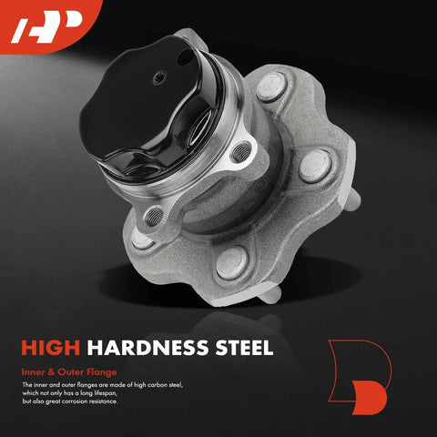 Rear Wheel Bearing And Hub Assembly 5 Lug Fit For Nissan Sentra 2013 2019, heavy duty steel, view of flange and lug arrangement
