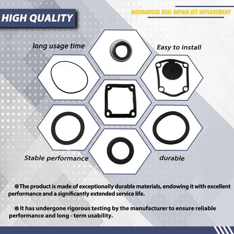 Pro Grade Mechanical Seal Repair Kit For Predator 212Cc 2 Inch Semi Trash Water Pump, gasket seal flapper washer O-ring parts.