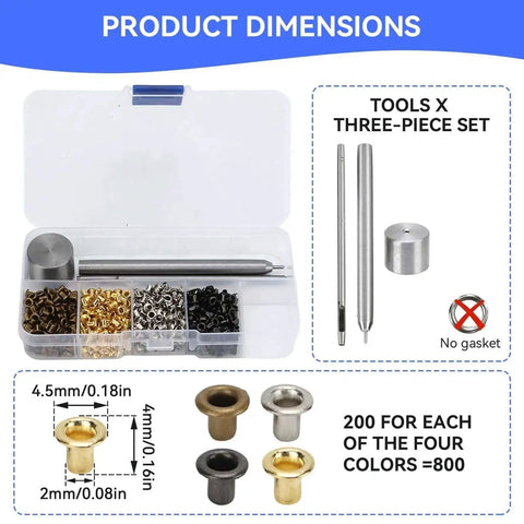 2mm Copper Grommet Kit With Eyelets And Washers In Plastic Storage Box For Shoes Bags Clothes Leather Crafts DIY Projects