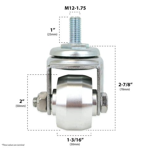 Replacement Aluminum Racing Jack Caster Wheels Set For 3 Ton Floor Jacks Two Piece Heavy Duty Aluminum Casters, front view