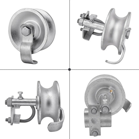 Five Inch Galvanized Steel Pipe Track Wheels For Chain Link Sliding Gates Durable Wheel Set Fits One Seven Eighths Inch And One Five Eighths Inch Gate Frames And Track Pipes With Single U Bolt Hardware Pack Of Four.